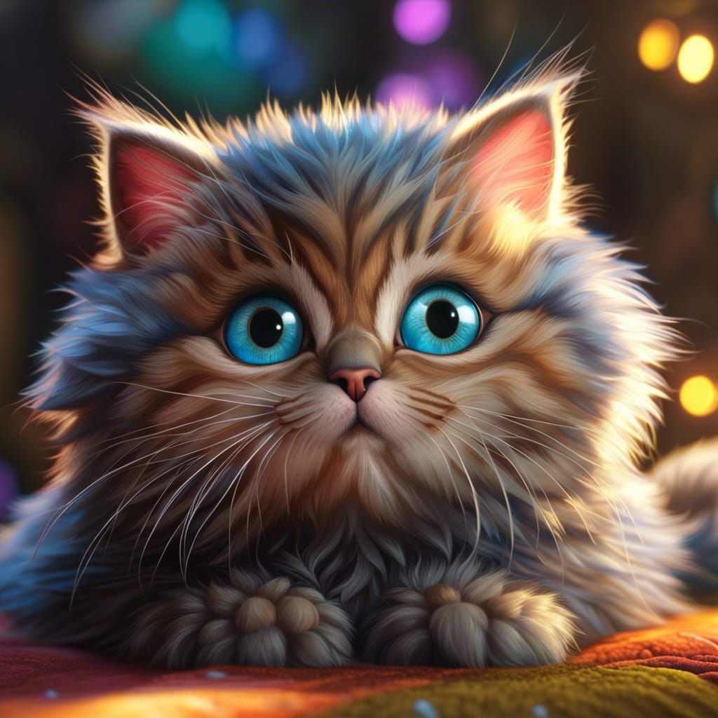 Adorable Sparkling Kitten with Big Eyes
