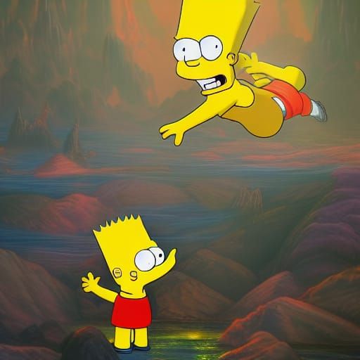 Bart Simpson and Dog: Detailed Matte Painting