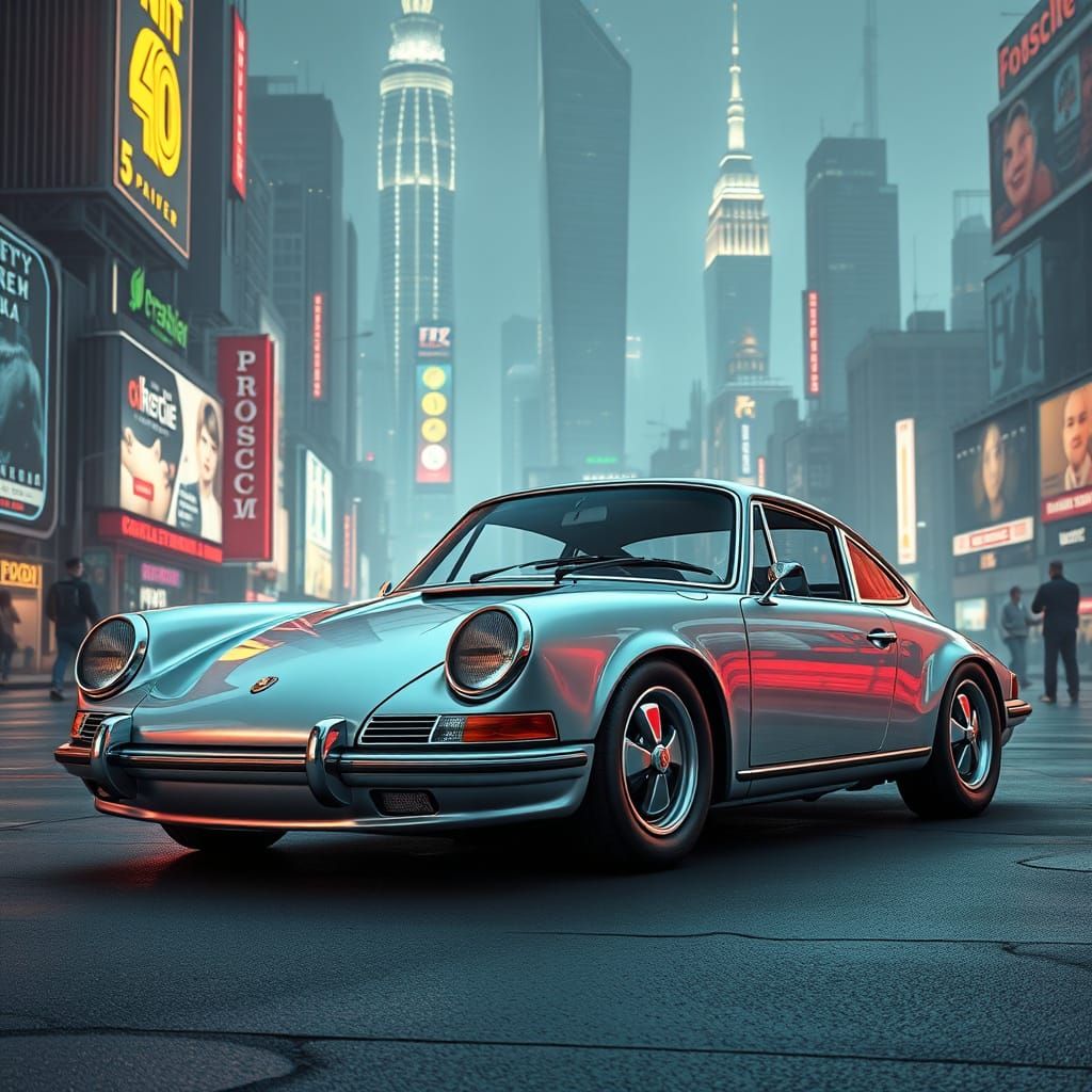 Sleek 1960s Porsche 911 Reimagined in Futuristic Dystopian C...
