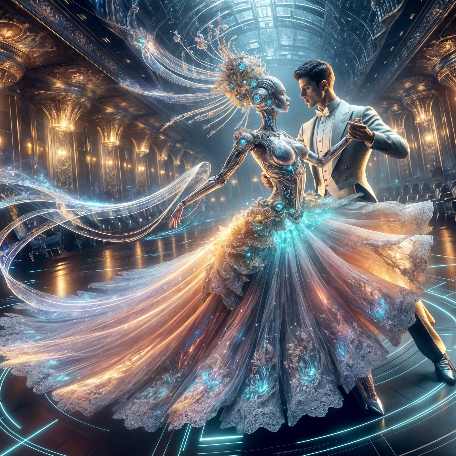 Futuristic Cybernetic Princess Ballroom Dance