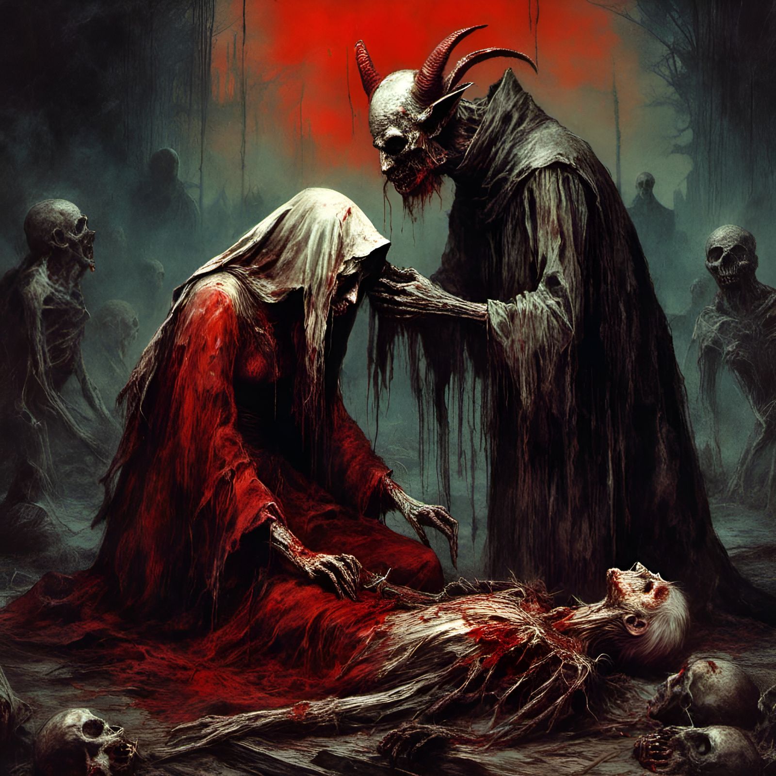 Macabre Zombie Pope Kiss in Creepy Magazine Style