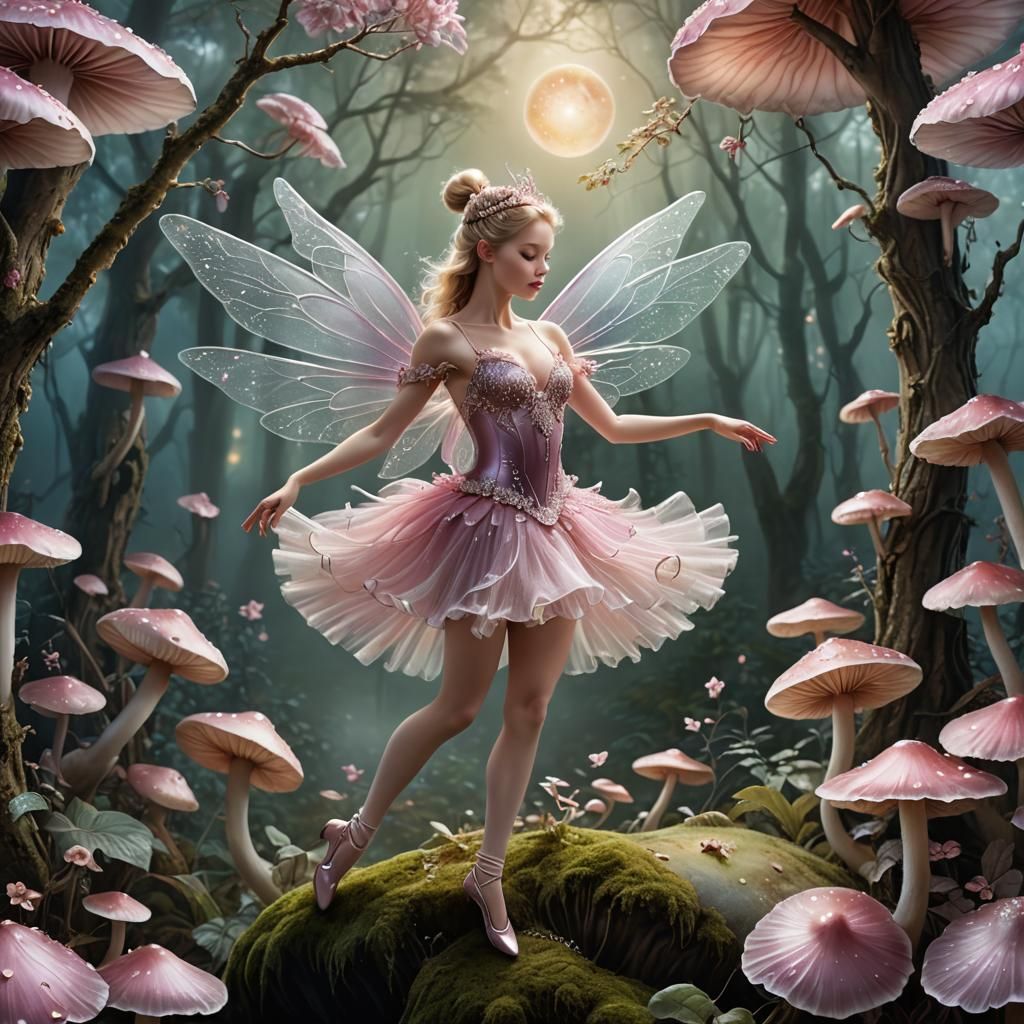 Sugar Plum Fairy Airbrush Art in Misty Forest