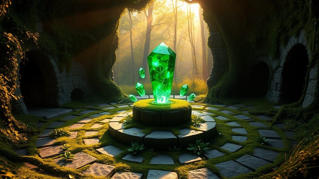 Mystical Druid's Study Amidst the Enchanted Forest