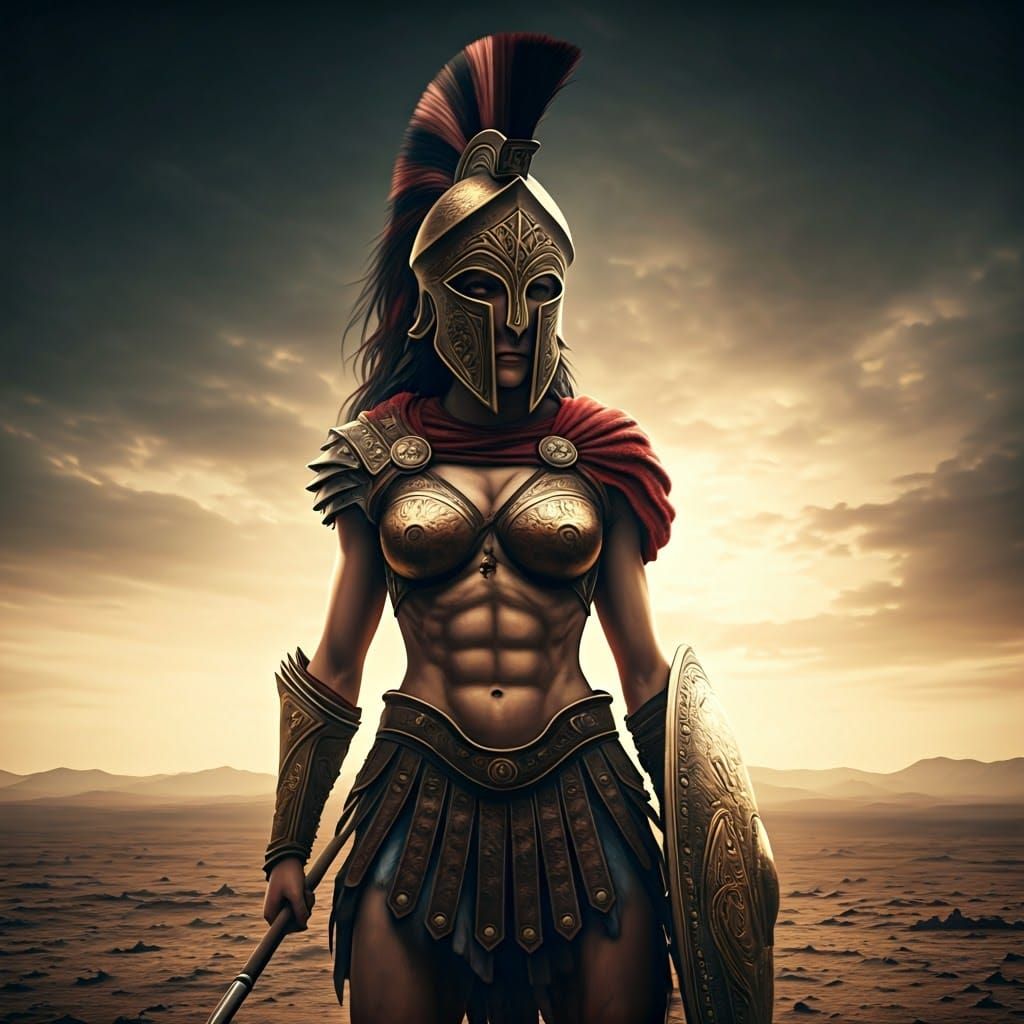 Heroic Female Spartan Warrior in Ancient Greece