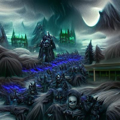 Death Knight Leading Undead Army: Matte Painting