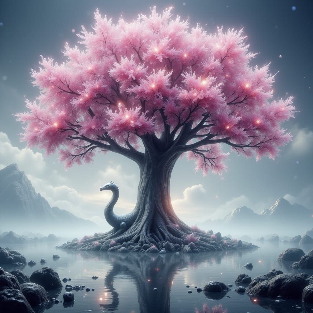 Crystal Tree Island with Dragon