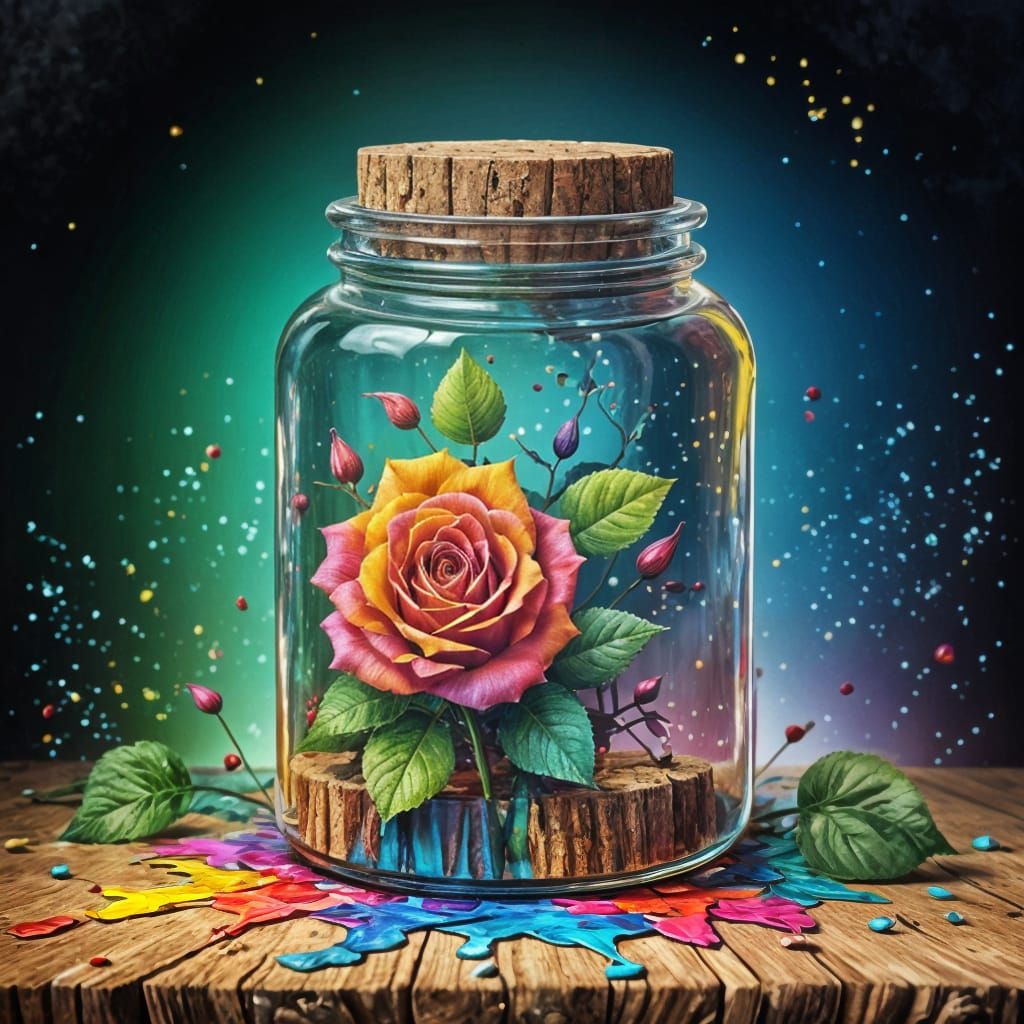 Vibrant Rose in an Enchanted Forest