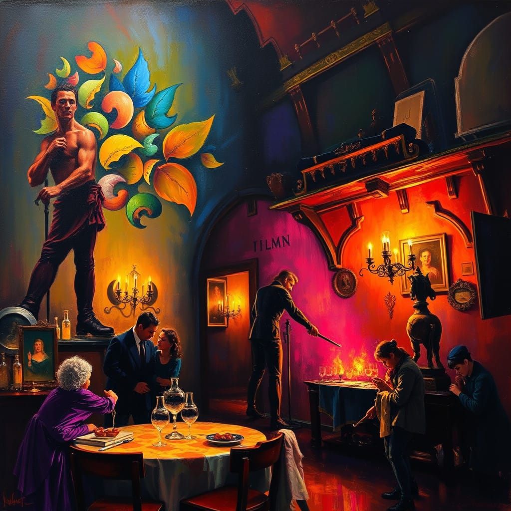 Dramatic Baroque Oil Painting with Rich Lighting and Texture