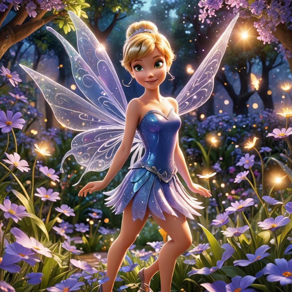 Pixar-Inspired Tinkerbell in Whimsical Garden