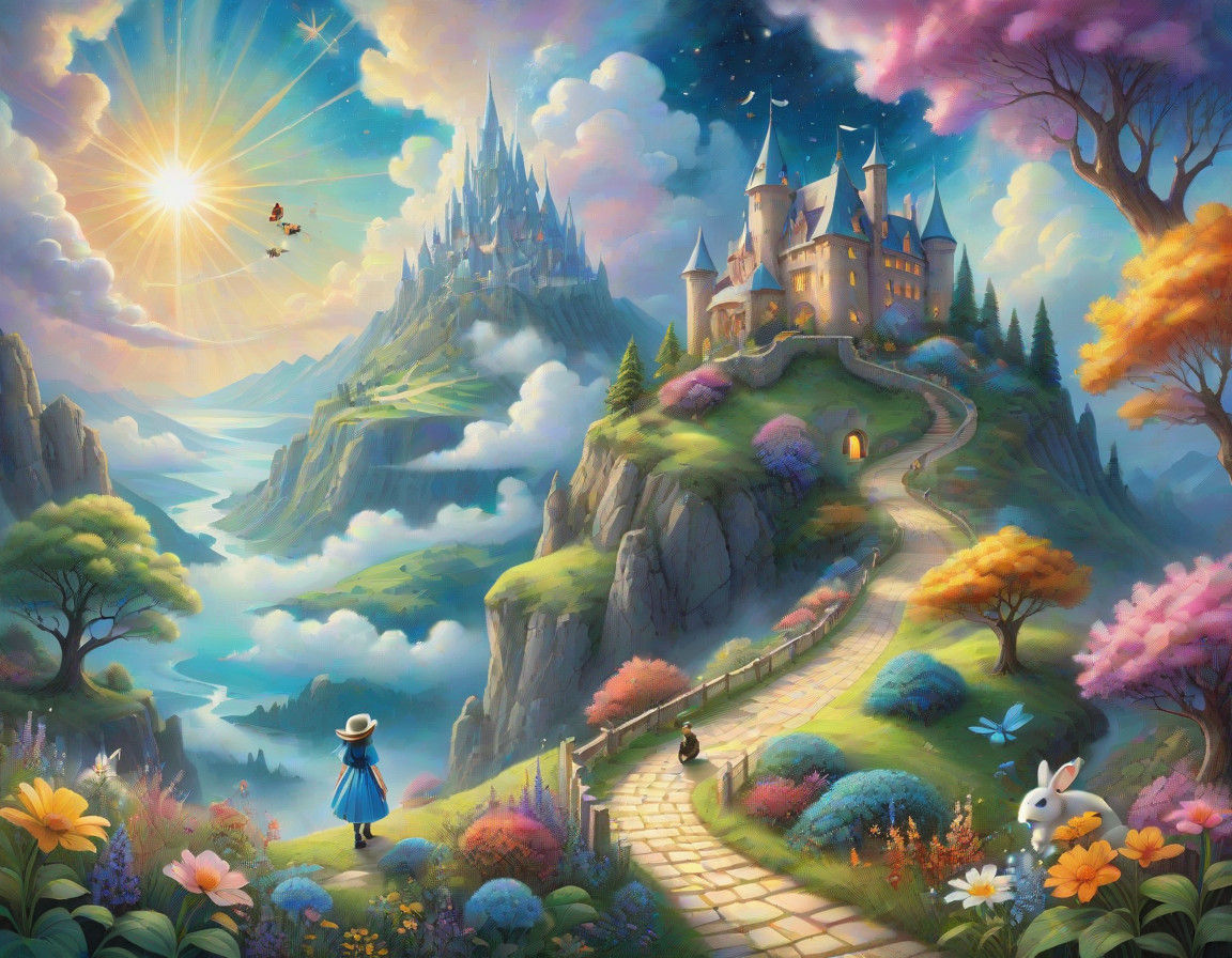 Whimsical Wonderland Scene in Vibrant Watercolor Style