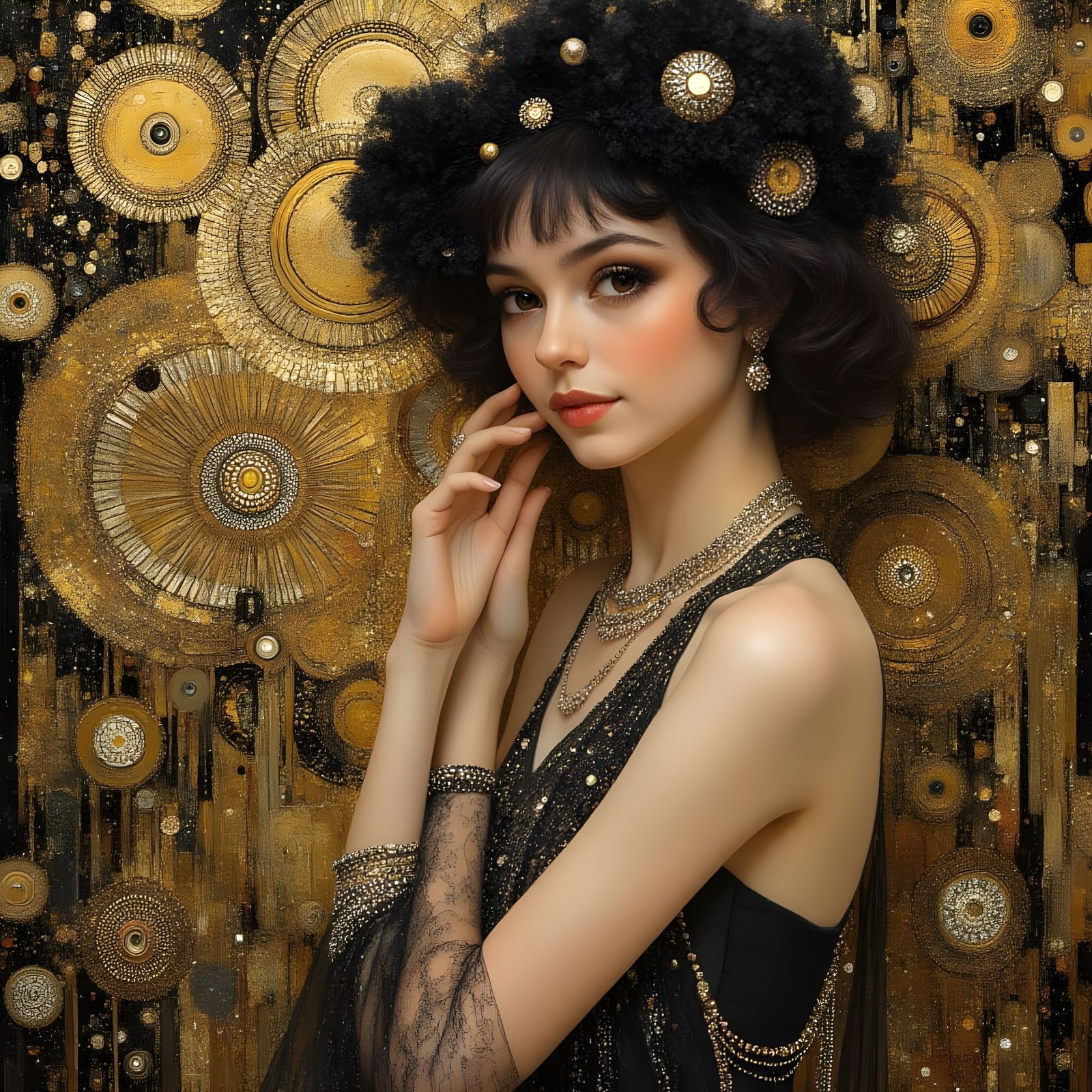 Roaring Twenties Woman in Klimt Style