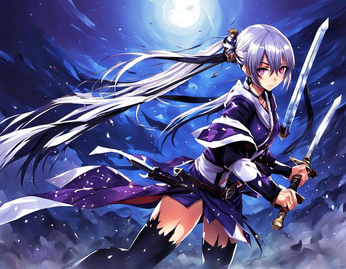 Anime Girl with Sword in Manga Style