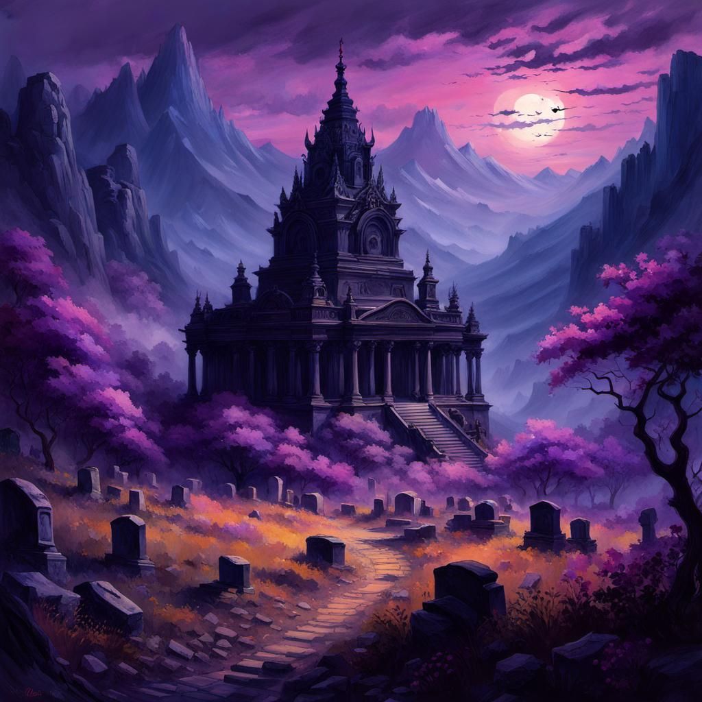 Ancient Shadow Temple Landscape in Naturalism Style