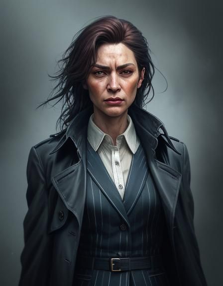 Human Detective Portrait in Vibrant Oil Painting Style