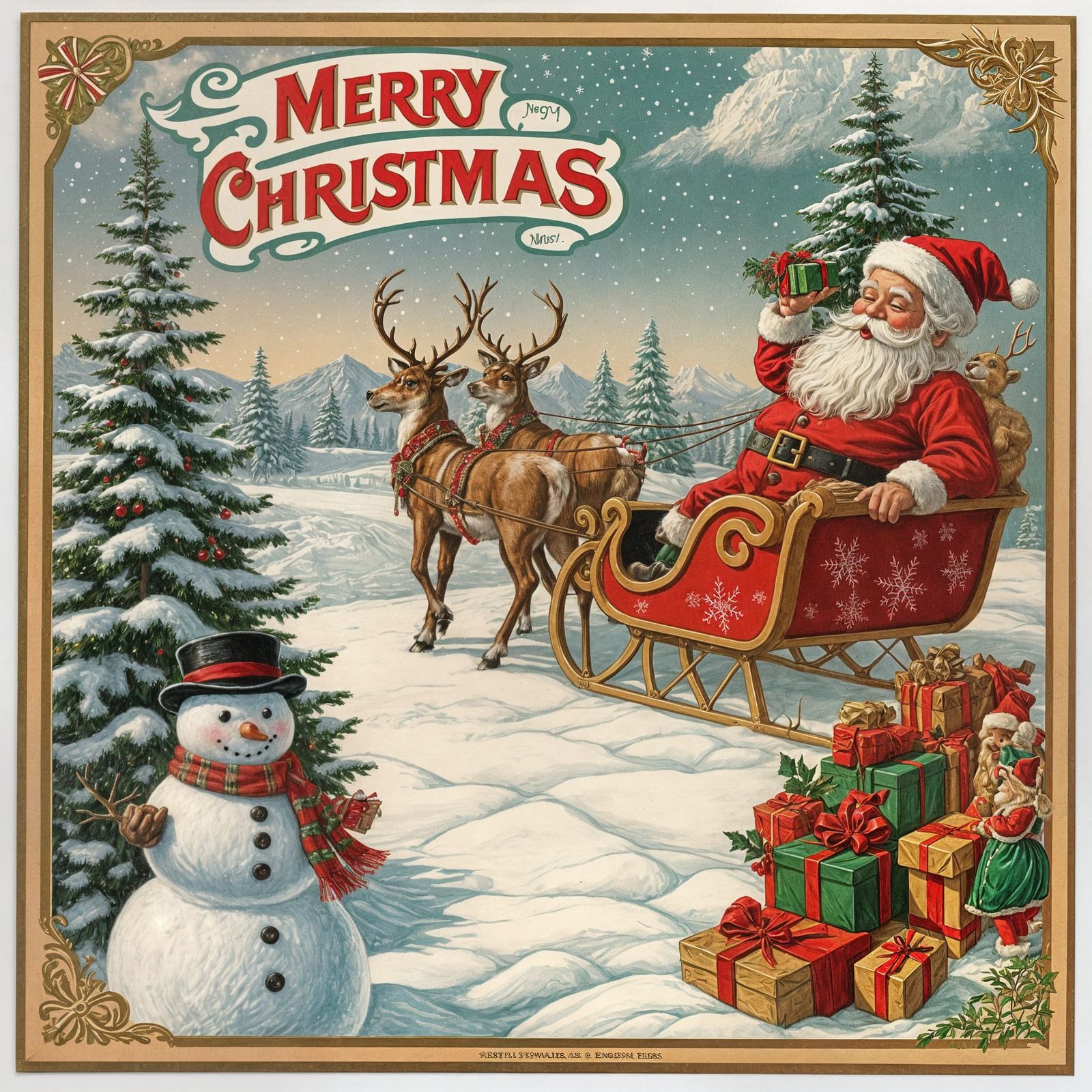 Vintage Christmas Postcard from Santa in Rockwell Style