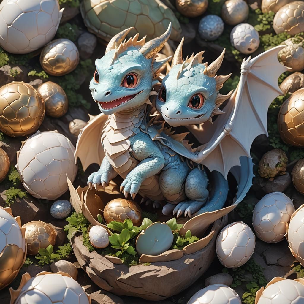 Cute Baby Dragon Emerges: 3D Anime Art
