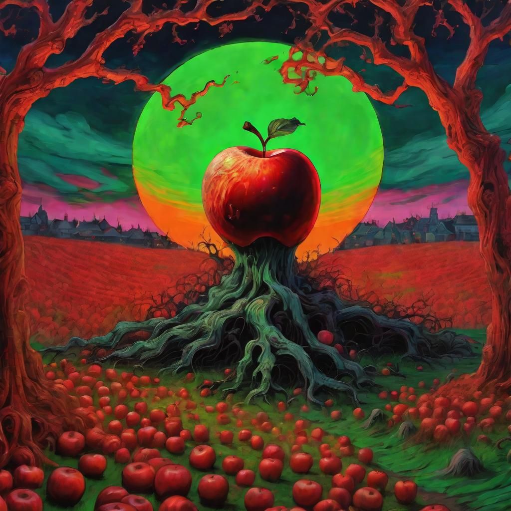 Zombie Apple in High Gothic Van Gogh Style