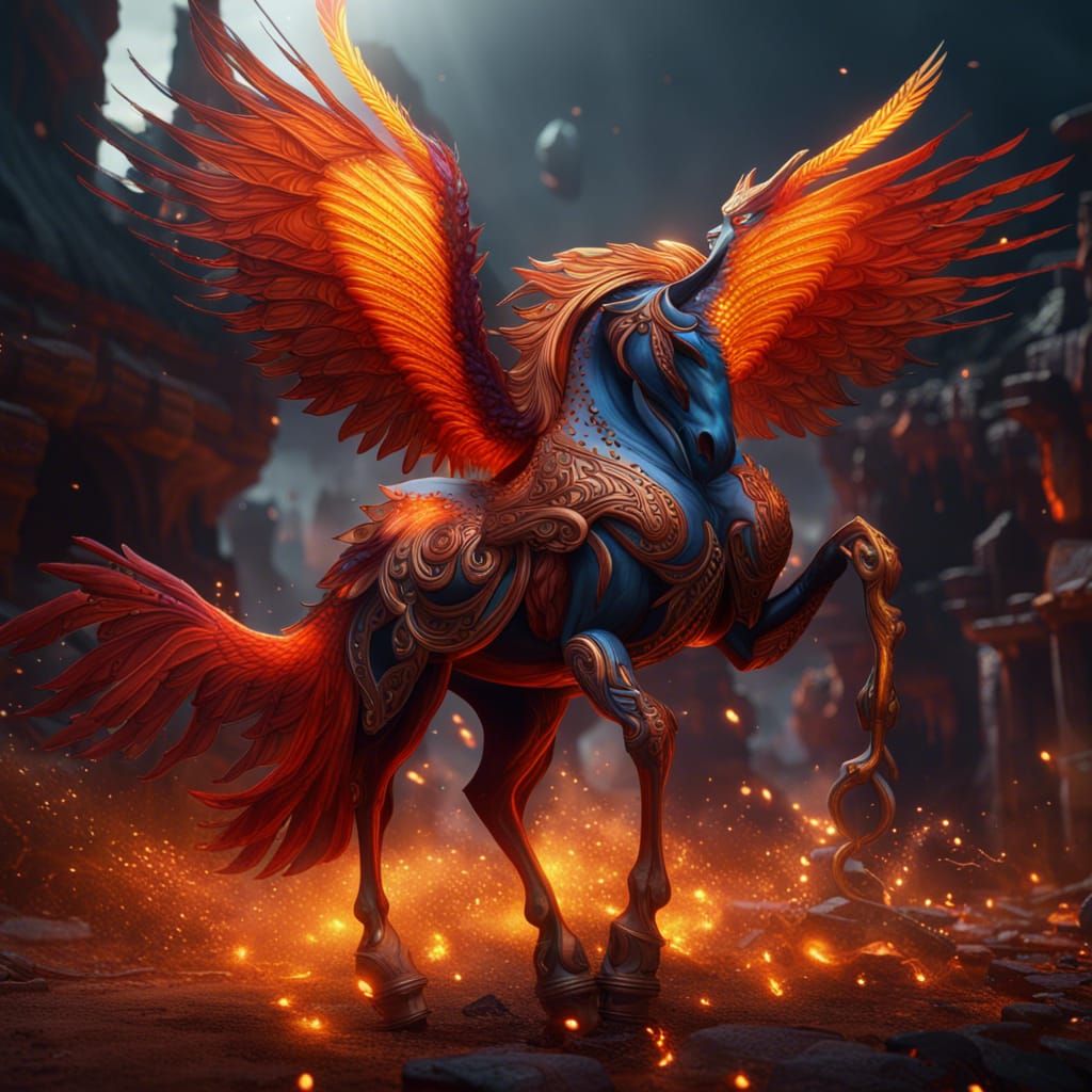 Fiery Phoenix Horse Concept Art