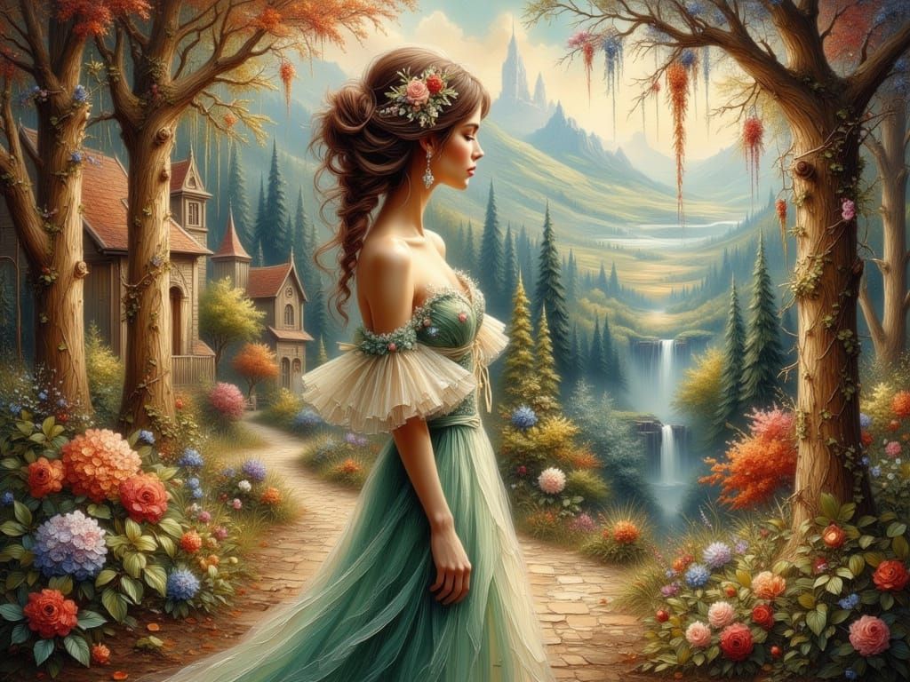 Young woman in a lovely landscape