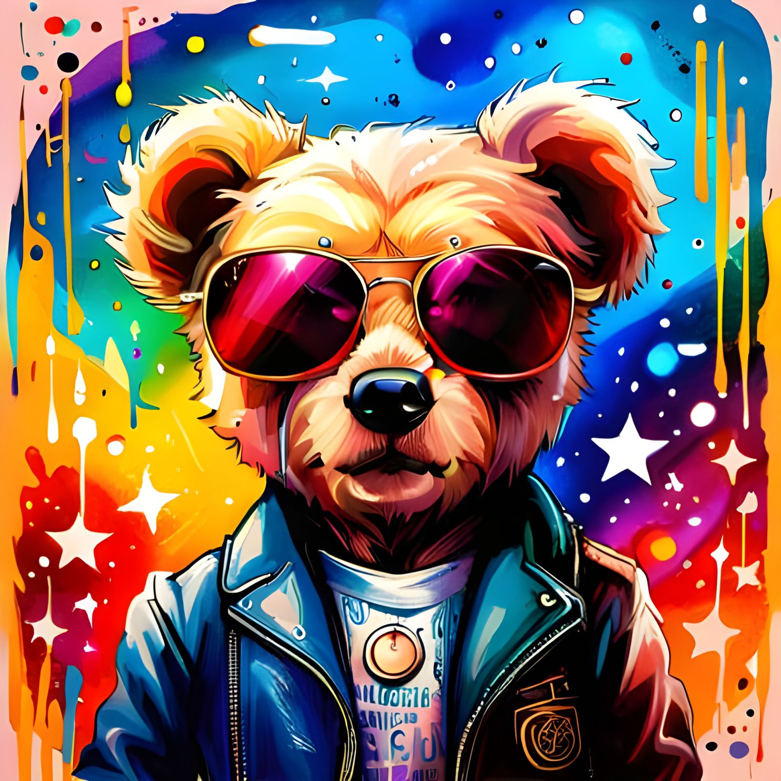 Teddy Bear Portrait with Sunglasses in Pixar Style