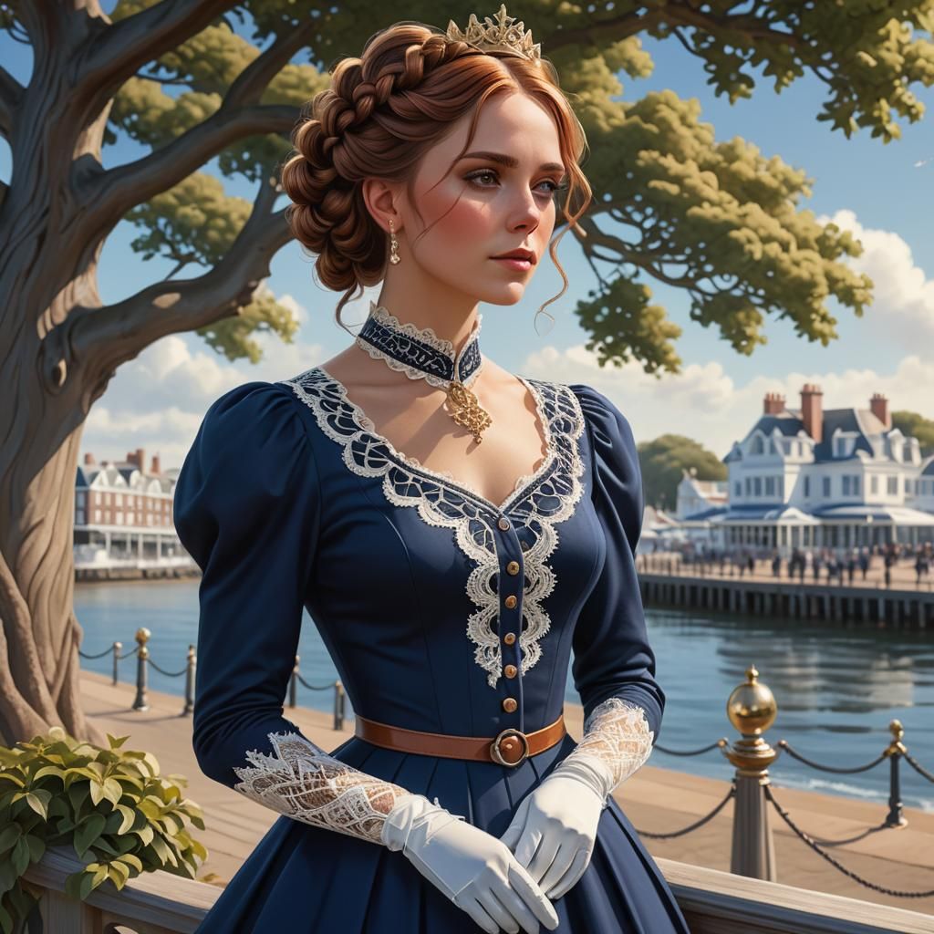 Victorian Lady Portrait on Seaside Promenade
