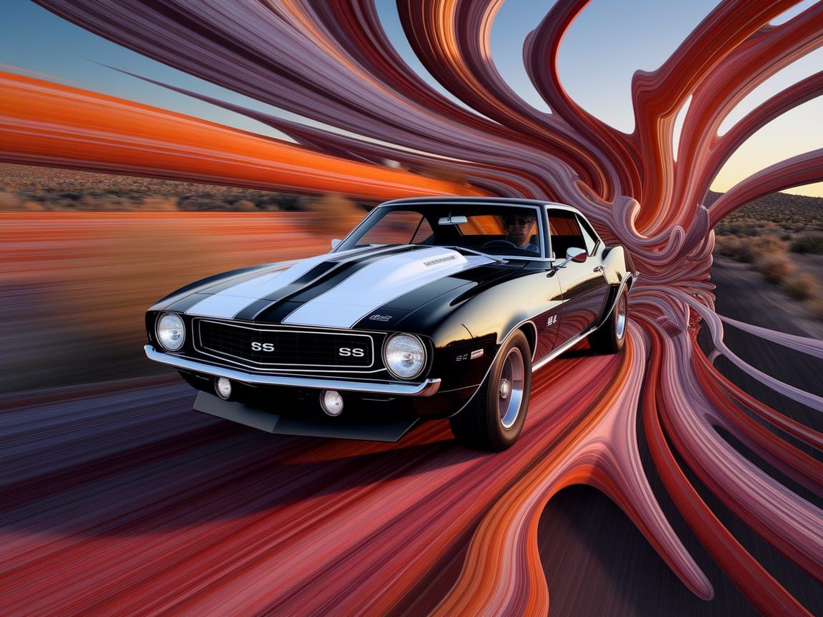 1969 Camaro Speeds Through Autumn Vortex on Route 66