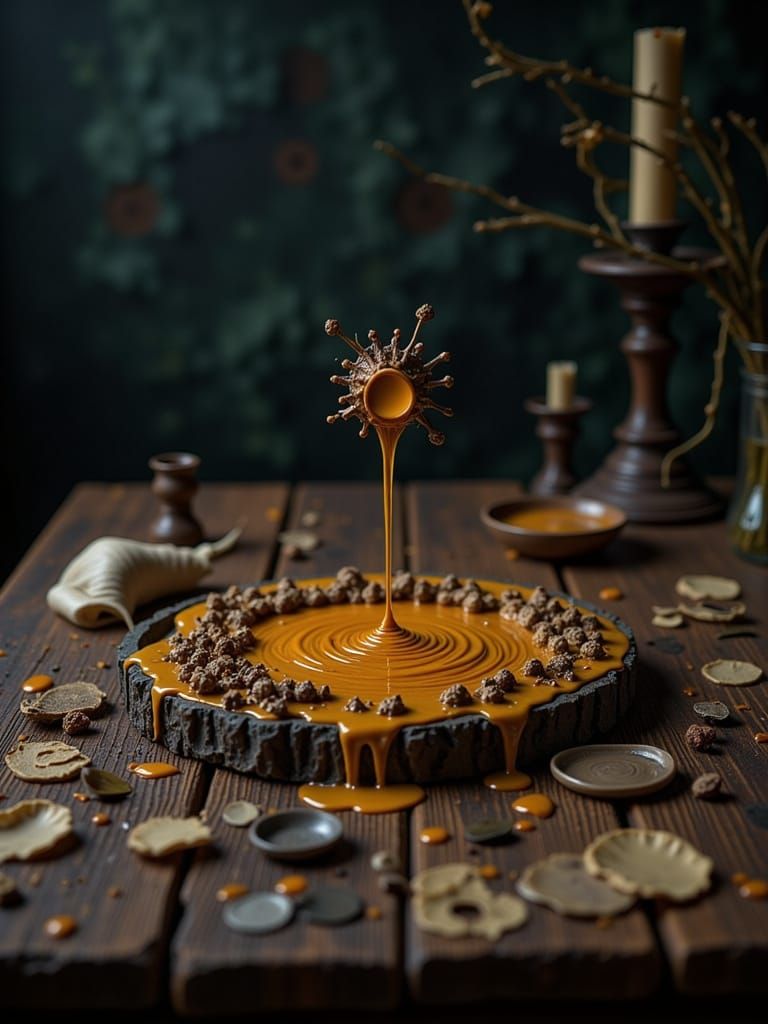 Melting Dark Academia Scene in Wax