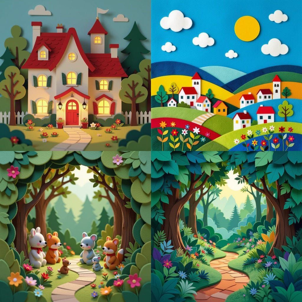 Vibrant Felt Scene With Dimensional Depth