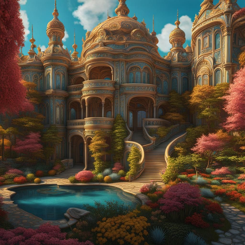 Gorean Lands: Detailed Matte Painting in Art Nouveau Style