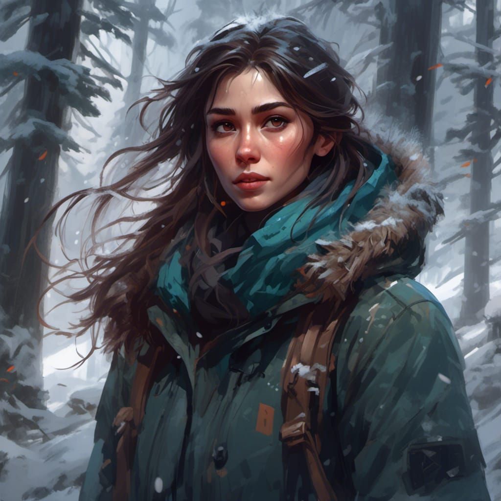 Snowy Forest Portrait in Hyperdetailed Style