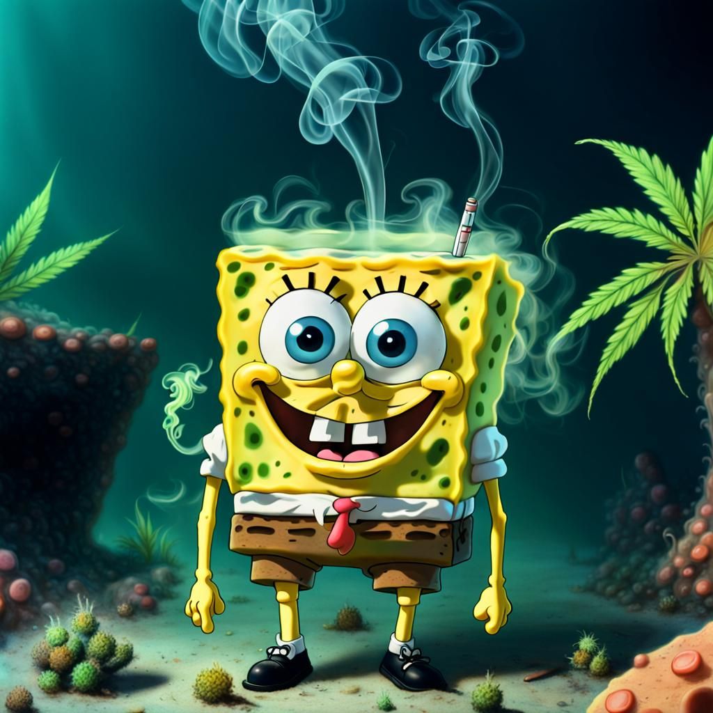 Spongebob Smoking Weed: Humorous AI Art