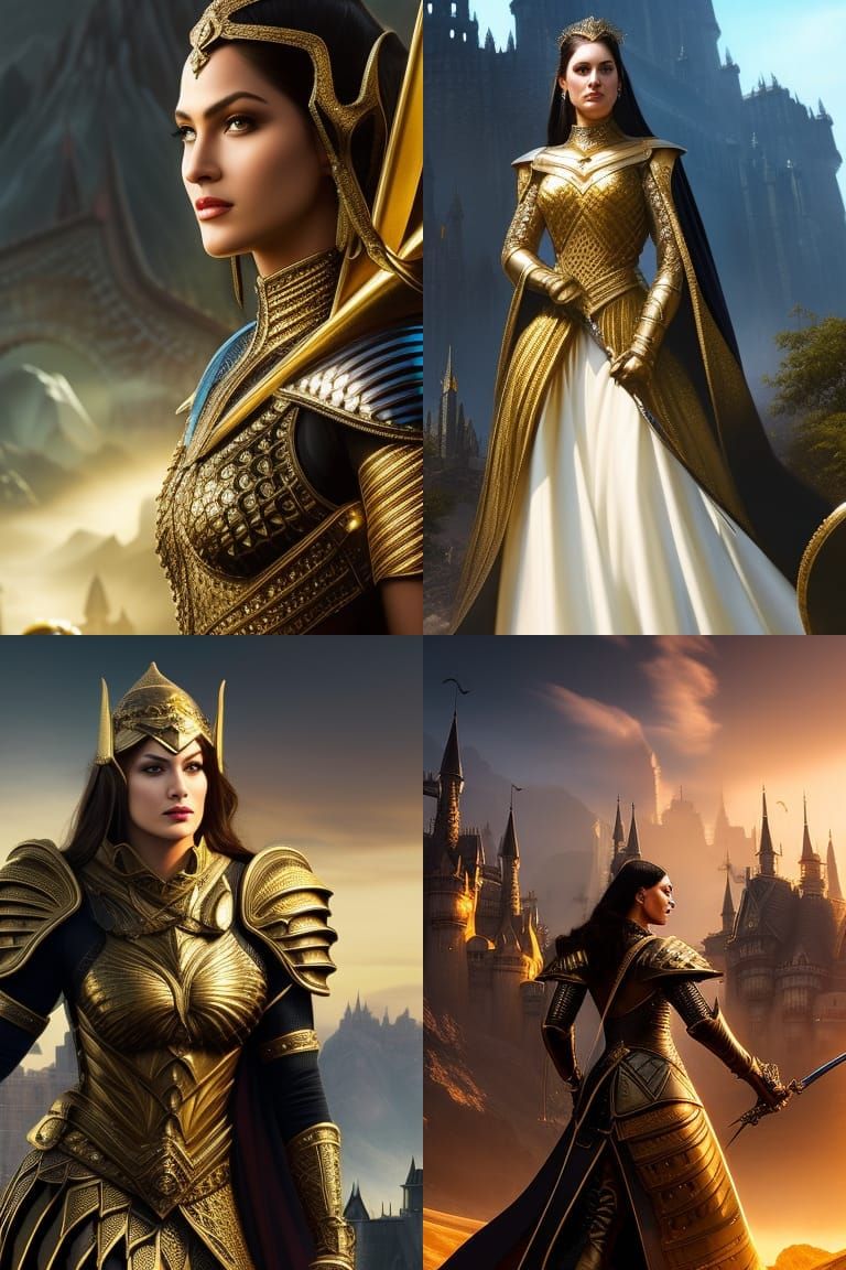 Medieval Woman Knight in Detailed Matte Painting