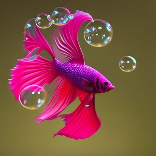Pink Betta Fish in Surreal Digital Illustration