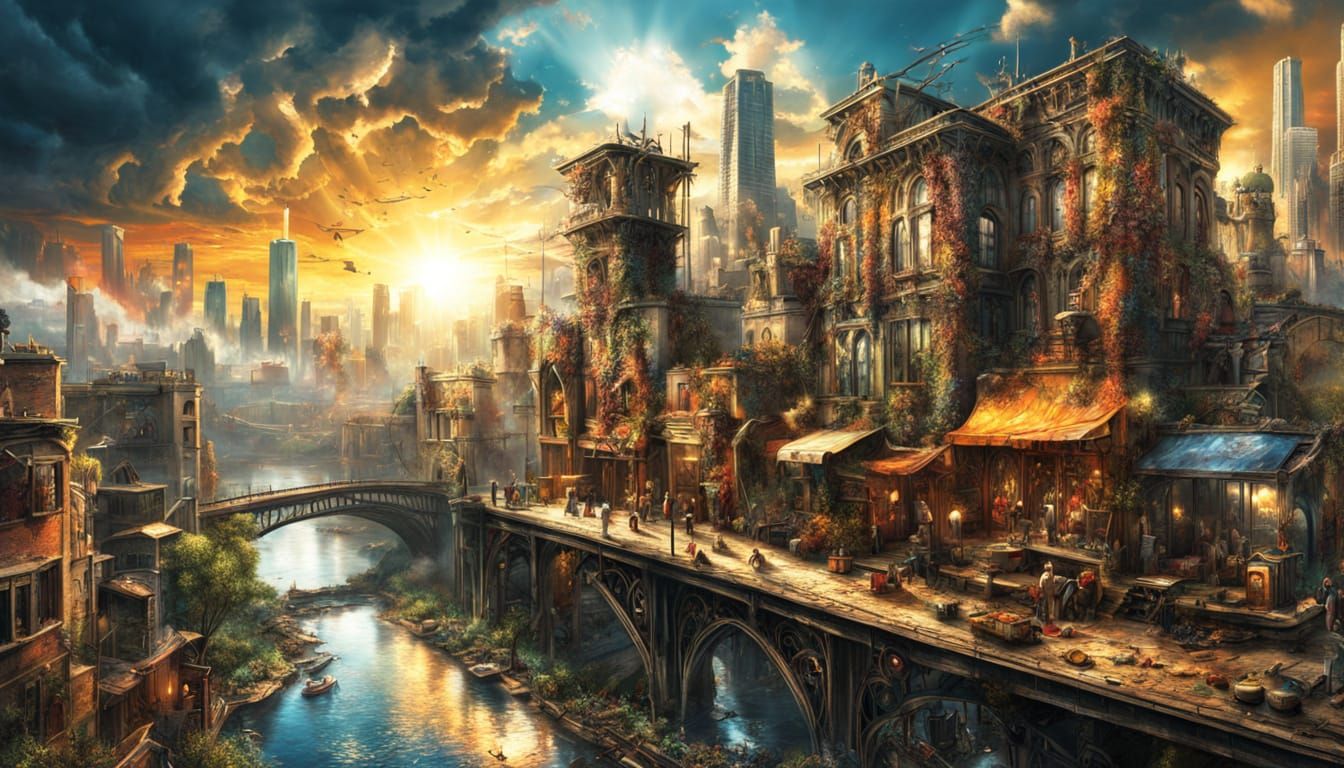 Surreal Cityscape Built from Vintage Household Objects