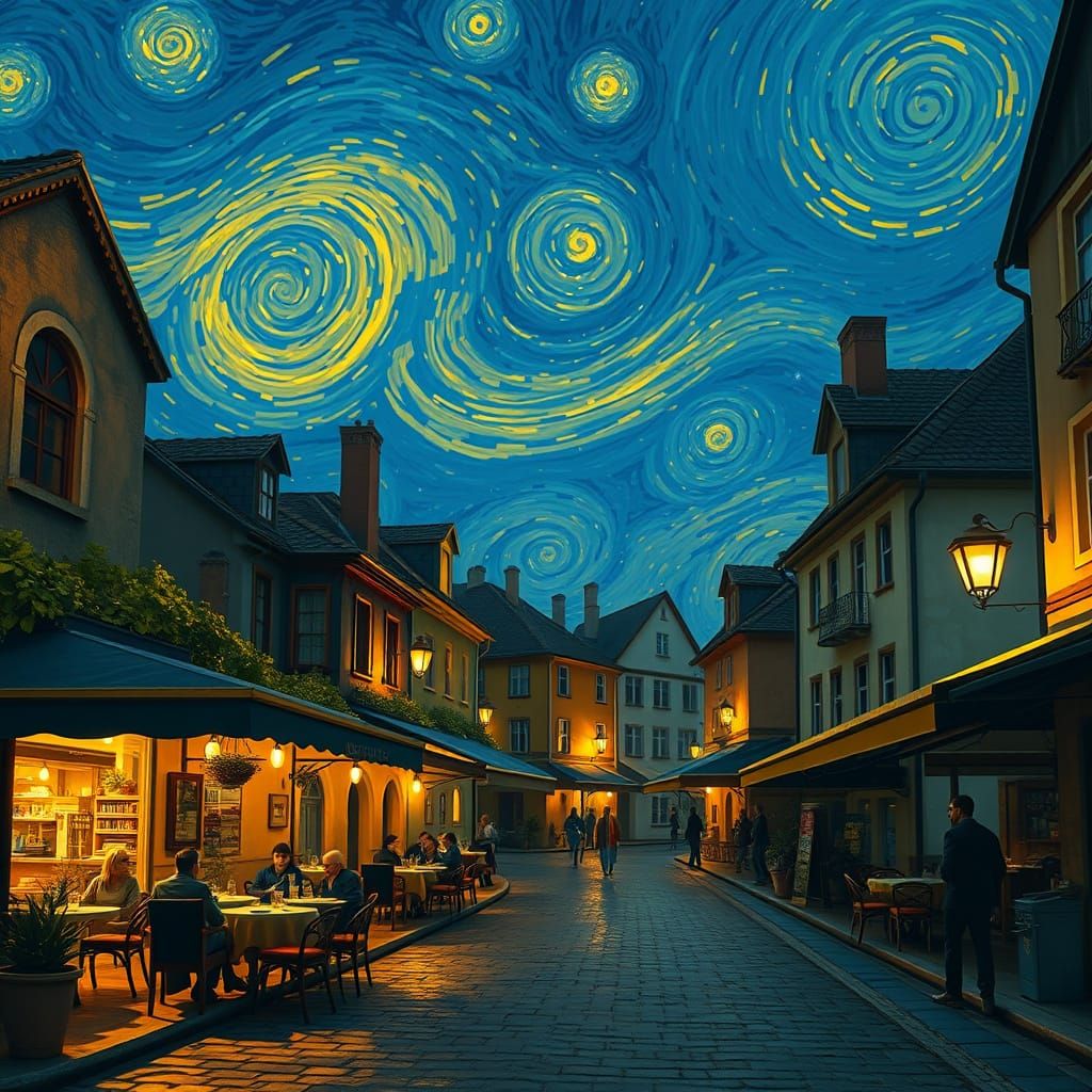 Warmth of a Quaint Town Square at Night