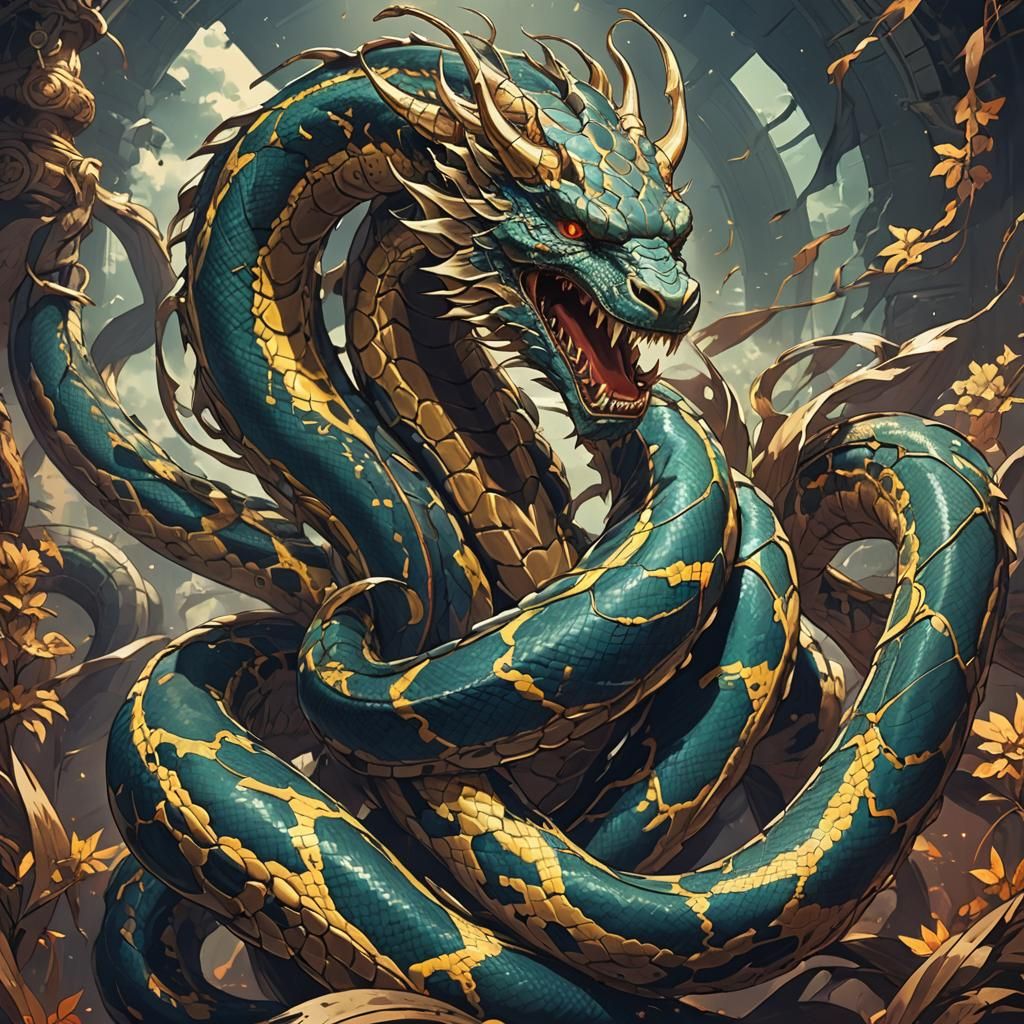 Ancient Heaven Demon Python in Anime Style