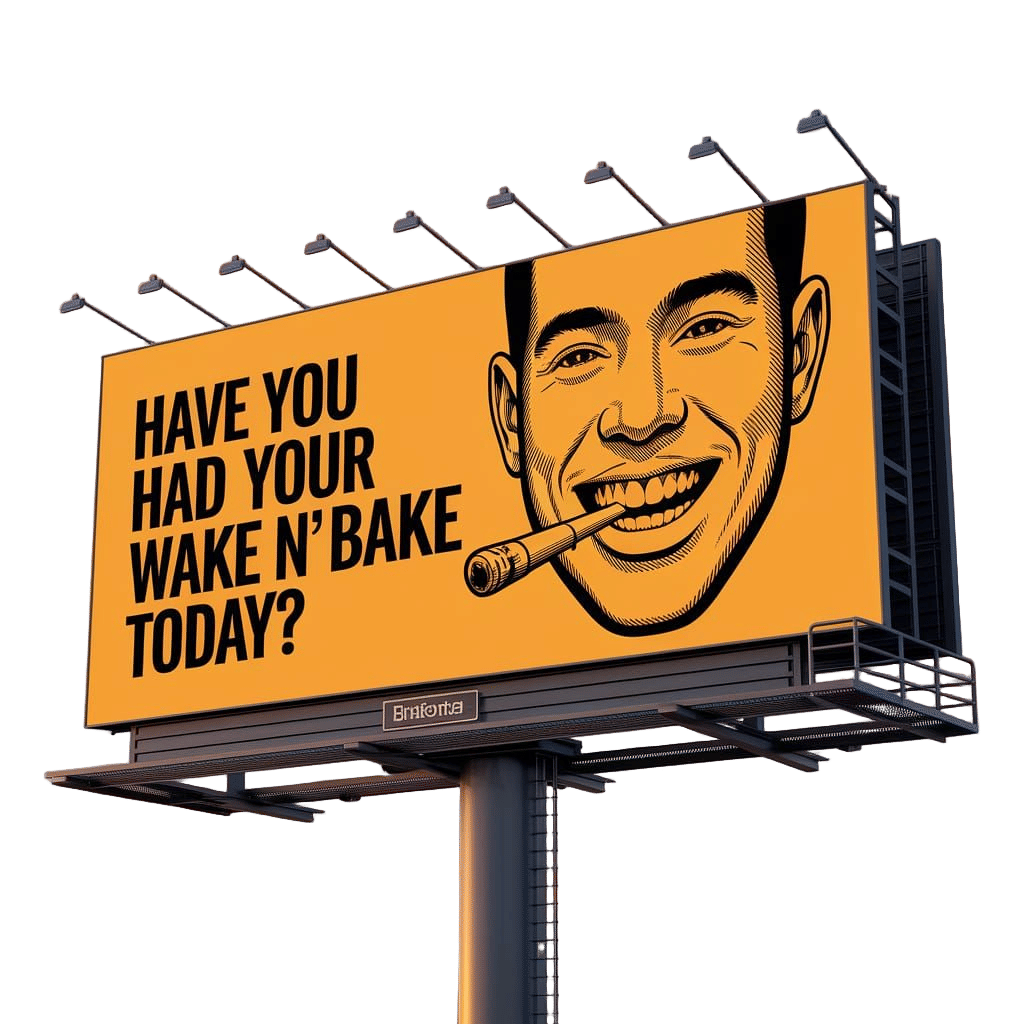 Vibrant Billboard Portrait of Smiling Face with Spliff