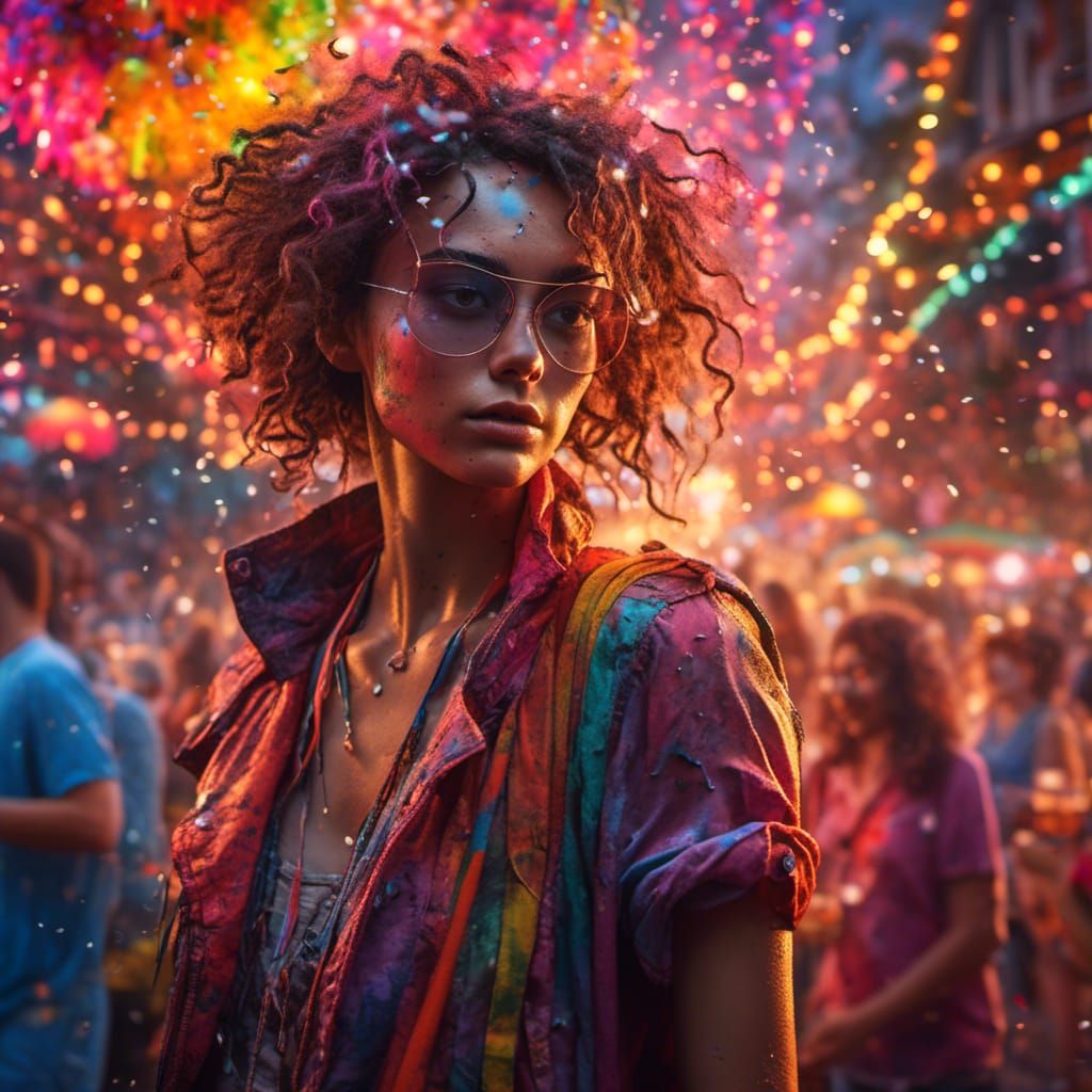 Hyperrealistic Cocktail Street Party in Splash Art Style