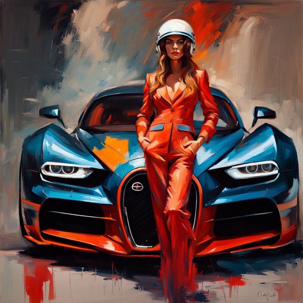 Female Race Car Driver Portrait Inspired by Oil Painting