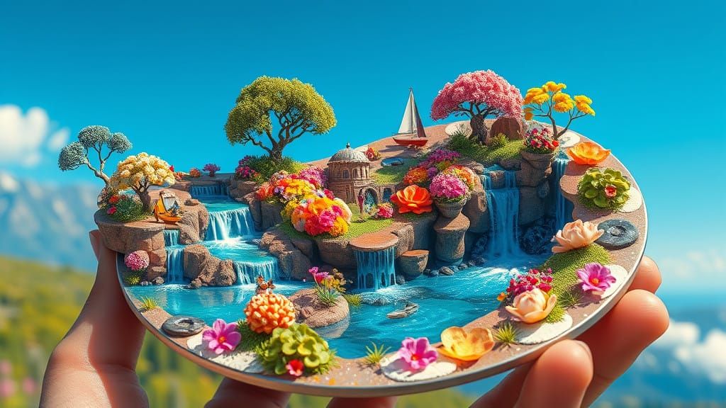 Fantasy Painter's Palette in Dreamlike World