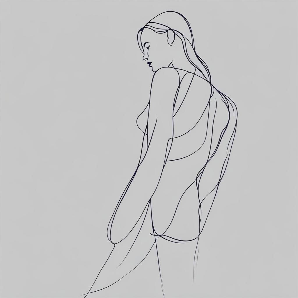 Simple Continuous Line Art of Female Figure