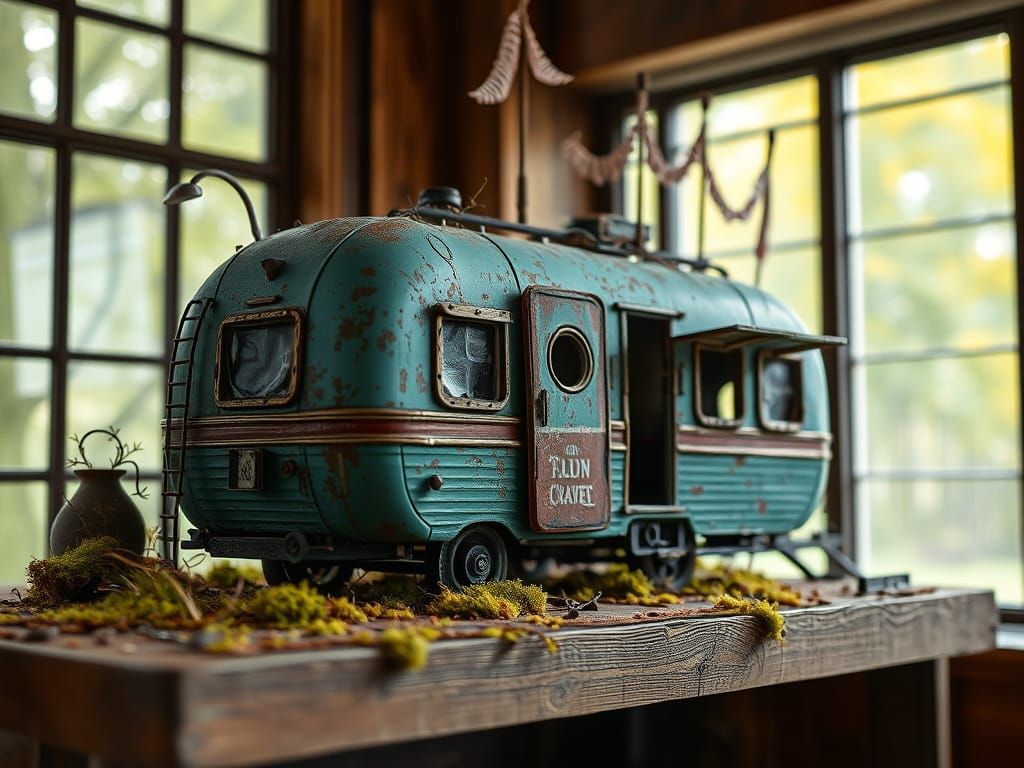 Abandoned Circus Caravan Miniature Diorama, Hyperrealistic P...
