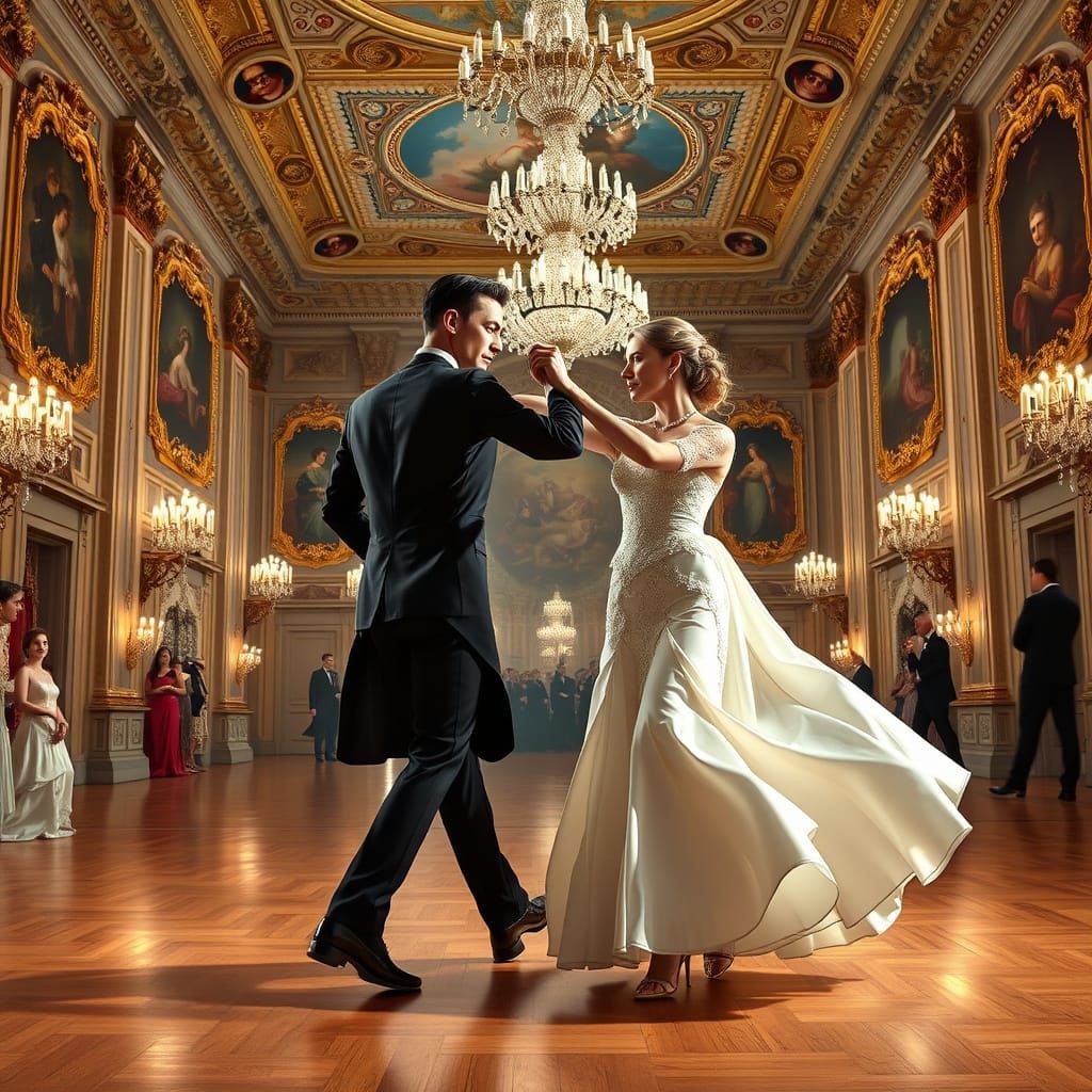 Regal Couple Enchants in Majestic Palace Ballroom