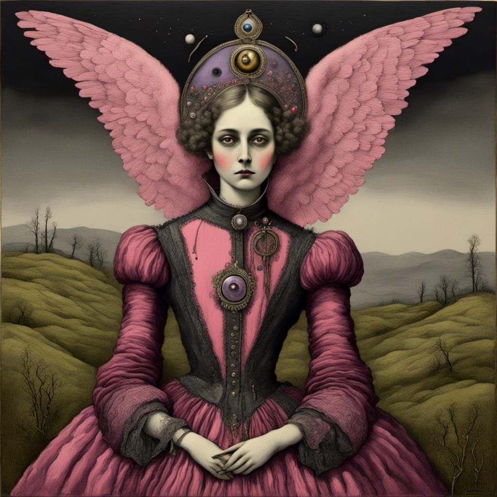 Ethereal Angel Witch in Pink and Silver