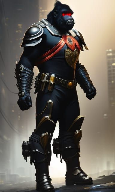 Victorian Cyberpunk Knight Gorilla in Armor