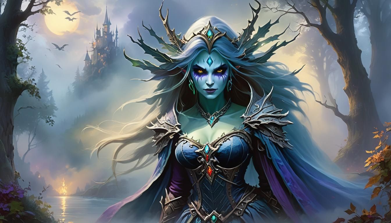 Sylvanas Windrunner Portrait in Ethereal Fantasy Style