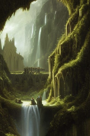 Medieval Cathedral Landscape with Magic Portal