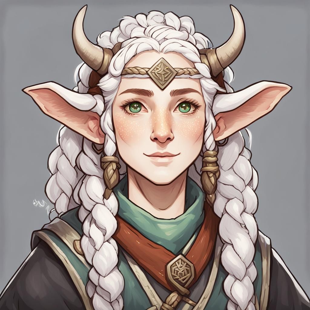 Anime Firbolg Priestess with Bovine Features
