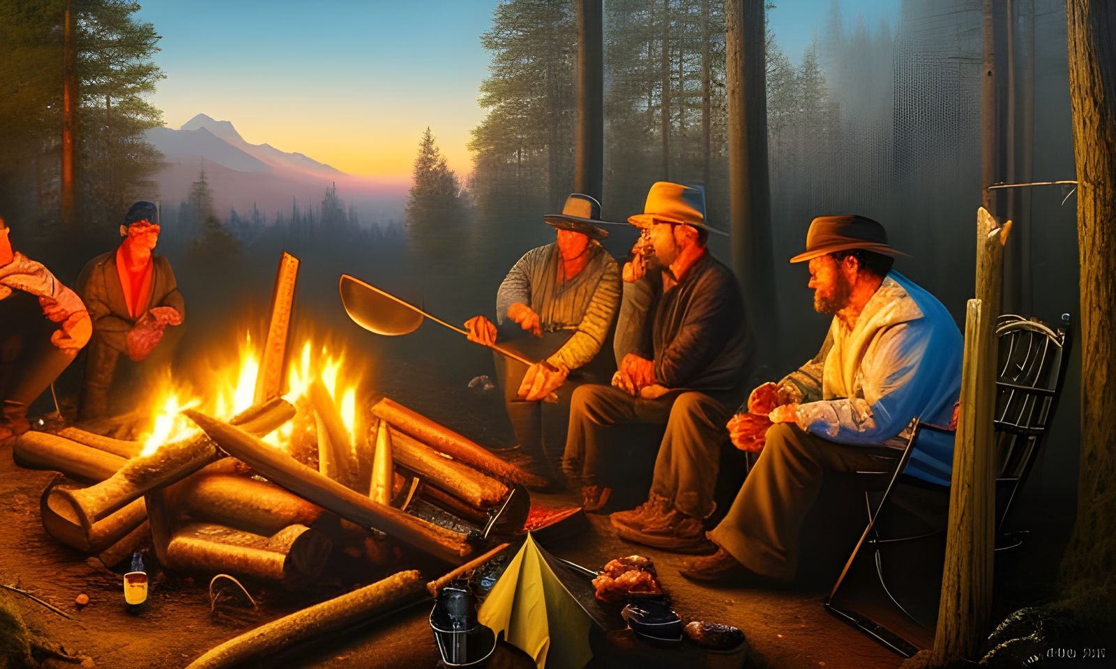 hobos around a camp fire