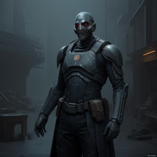 Faceless Figure in Futuristic Outpost Corridor